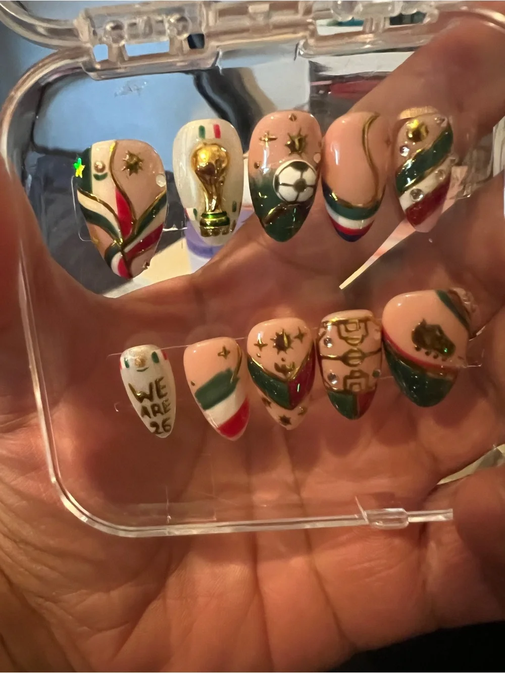 Mexico World Cup Inspired Nails